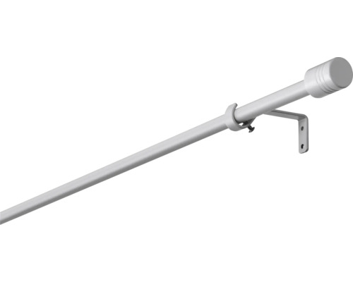 Vorhangstangen Set Zylinder weiß 200-300 cm Ø 13/16 mm Gardinenstange mit Endstück, Halterung und Ring
