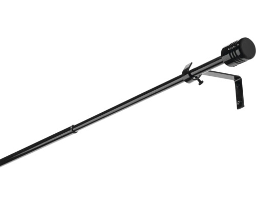 Vorhangstangen Set Zylinder schwarz 200-300 cm Ø 13/16 mm Gardinenstange mit Halterung und Endstück