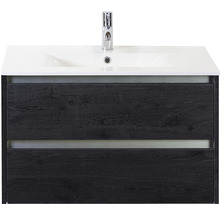 Waschbeckenunterschrank Sanox Dante 52x81x46 cm mit Keramikwaschbecken Black Oak