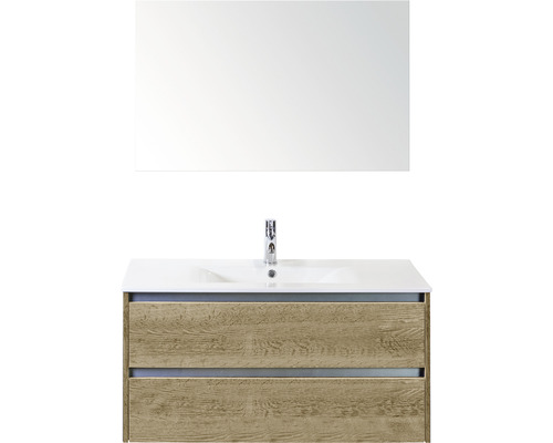 Badmöbel-Set Sanox Dante Keramik 170x101x46 cm Keramikwaschbecken Eiche natur mit Spiegel Badmöbel-Set Sanox Dante Keramik 170x101x46 cm Keramikwaschbecken Eiche natur mit Spiegel