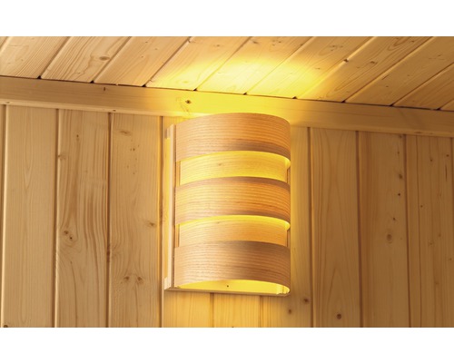 Saunaleuchte Karibu Classic für Starkstrom betriebene Saunen Holzverkleidung mit einer Wandleuchte