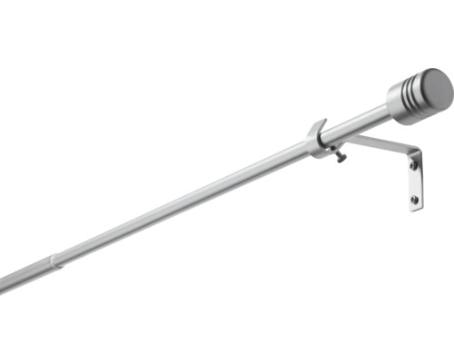Vorhangstangen Set Zylinder silber 200-300 cm Ø 13/16 mm Gardinenstange ausziehbar mit Halterung