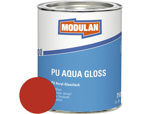 MODULAN 6200 PU Lack Aqua Gloss RAL 3000 feuerrot 750 ml Modulan PU Aqua Gloss Lackdose mit Farbbeispiel