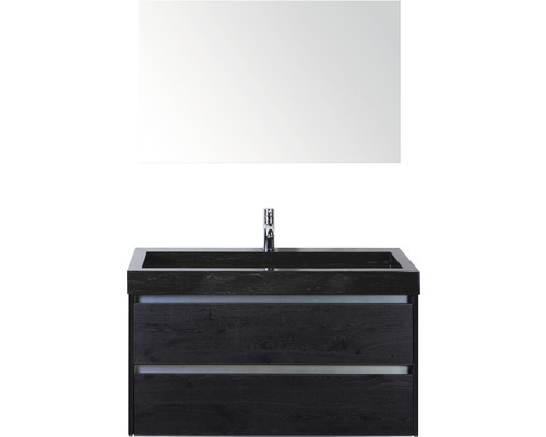 Badmöbel-Set Sanox Dante Naturstein 170x101x45,5 cm Natursteinwaschbecken black oak mit Spiegel Badmöbel-Set Sanox Dante Naturstein 170x101x45,5 cm Natursteinwaschbecken black oak mit Spiegel