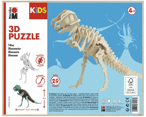 Marabu 3D Puzzle T-Rex mit 29 Teilen