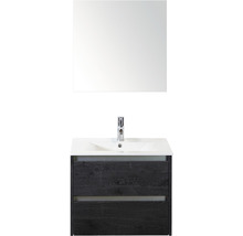Badmöbel-Set Sanox Dante Keramik 170x61x46 cm Keramikwaschbecken Black Oak mit Spiegel