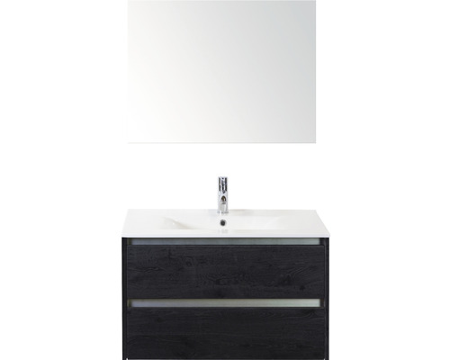 Badmöbel-Set Sanox Dante Keramik 170x81x46 cm Keramikwaschbecken Black Oak mit Spiegel Badmöbel-Set Sanox Dante Keramik 170x81x46 cm Keramikwaschbecken Black Oak mit Spiegel