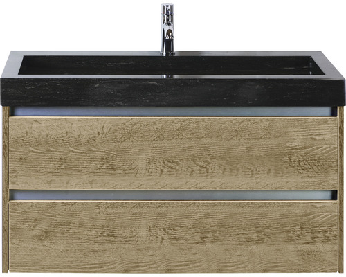 Waschbeckenunterschrank Sanox Dante 58x101x45,5 cm mit Natursteinwaschbecken eiche natur Waschbeckenunterschrank Sanox Dante 58x101x45,5 cm mit Natursteinwaschbecken eiche natur