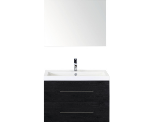 Badmöbel-Set Sanox Straight Mineralguss 80x170x40 cm Mineralgusswaschbecken black oak mit Spiegel Badmöbel-Set Sanox Straight Mineralguss 80x170x40 cm Mineralgusswaschbecken black oak mit Spiegel