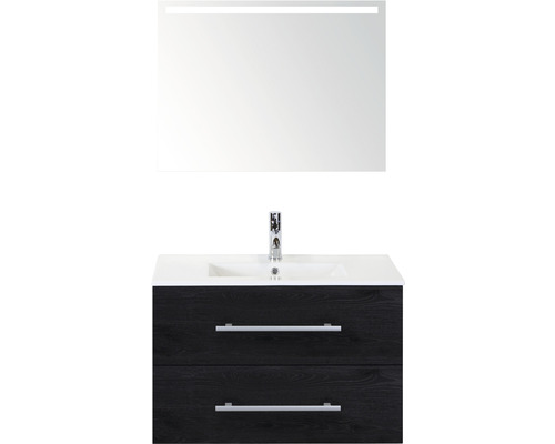 Badmöbel-Set Sanox Stretto Keramik 81x170x39 cm Keramikwaschbecken black oak mit LED-Beleuchtung Badmöbel-Set Sanox Stretto Keramik 81x170x39 cm Keramikwaschbecken black oak mit LED-Beleuchtung