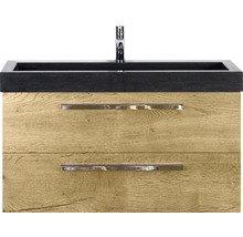 Waschbeckenunterschrank Sanox Seville 58x101x45,5 cm mit Natursteinwaschbecken eiche
