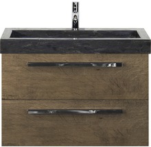 Waschbeckenunterschrank Sanox Seville 58x81x45,5 cm mit Natursteinwaschbecken Tabacco