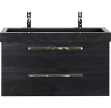 Waschtischunterschrank mit zwei Schubladen und zwei Armaturen