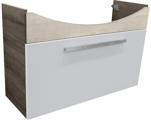 Waschbeckenunterschrank Fackelmann A-Vero 64x98,5x35 cm ohne Waschbecken mit Schublade weiß/graueiche