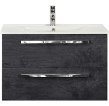 Waschbeckenunterschrank Sanox Seville 52x81x46 cm mit Keramikwaschbecken black oak