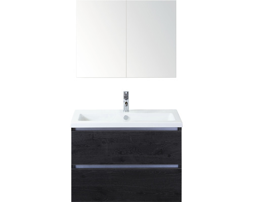 Badmöbel-Set Sanox Vogue Keramik 169x81x41 cm Keramikwaschbecken black oak mit Spiegelschrank Badmöbel-Set Sanox Vogue Keramik 169x81x41 cm Keramikwaschbecken black oak mit Spiegelschrank