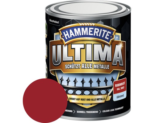 Metallschutzlack Hammerite Ultima rubinrot glänzend 750 ml