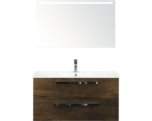 Badmöbel-Set Sanox Seville Keramik 170x101x46 cm Keramikwaschbecken tabacco mit LED-Beleuchtung Badmöbel-Set Sanox Seville Keramik 170x101x46 cm Keramikwaschbecken tabacco mit LED-Beleuchtung