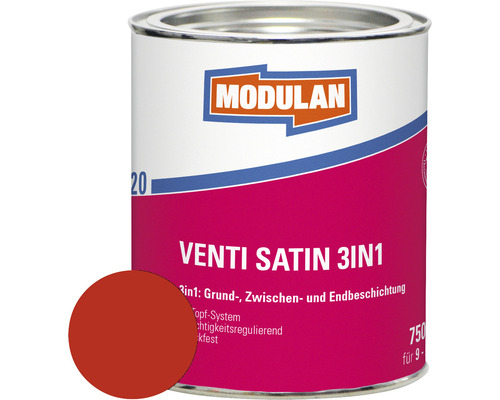 MODULAN 6120 Venti Lack Satin 3in1 RAL 3000 feuerrot 750 ml Modulan Venti Satin 3in1 Lackdose mit Farbbeispiel