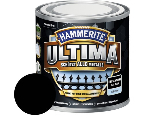 Metallschutzlack Hammerite Ultima tiefschwarz glänzend 250 ml