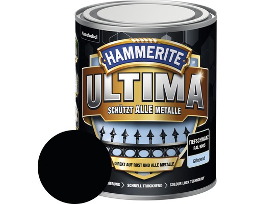 Metallschutzlack Hammerite Ultima tiefschwarz glänzend 750 ml
