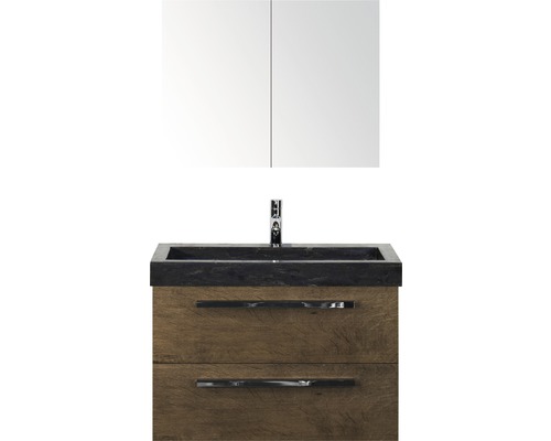 Badmöbel-Set Sanox Seville Naturstein 170x81x45,5 cm Natursteinwaschbecken tabacco mit Spiegelschrank Badmöbel-Set Sanox Seville Naturstein 170x81x45,5 cm Natursteinwaschbecken tabacco mit Spiegelschrank