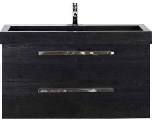 Waschbeckenunterschrank Sanox Seville 58x101x45,5 cm mit Natursteinwaschbecken schwarz eiche Waschbeckenunterschrank Sanox Seville 58x101x45,5 cm mit Natursteinwaschbecken schwarz eiche