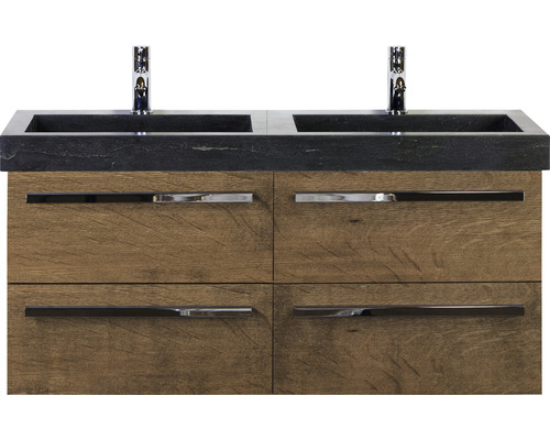 Waschtischunterschrank mit zwei Waschbecken und vier Schubladen