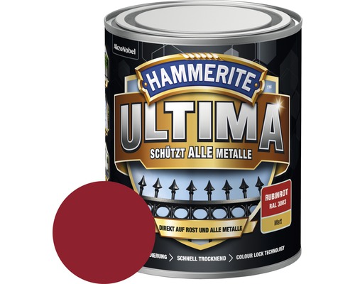 HAMMERITE Metallschutzlack Ultima rubinrot matt 750 ml Hammerite Ultima Metallschutzlack Rubinrot RAL 3003