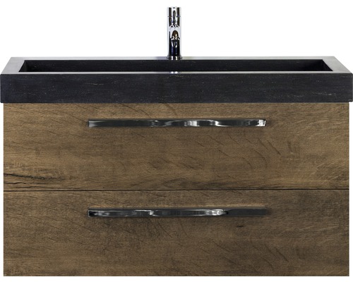 Waschbeckenunterschrank Sanox Seville 58x101x45,5 cm mit Natursteinwaschbecken eiche dunkel Waschbeckenunterschrank Sanox Seville 58x101x45,5 cm mit Natursteinwaschbecken eiche dunkel