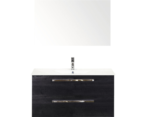 Badmöbel-Set Sanox Seville Keramik 170x101x46 cm Keramikwaschbecken black oak mit Spiegel Badmöbel-Set Sanox Seville Keramik 170x101x46 cm Keramikwaschbecken black oak mit Spiegel