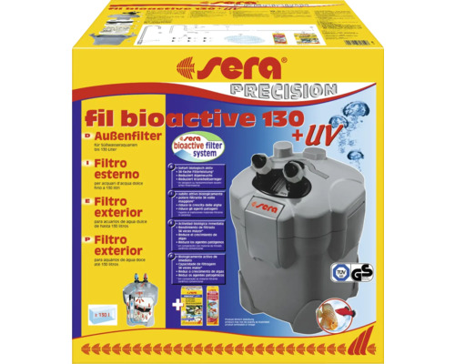 Sera fil bioactive 130 plus UV Außenfilter für Süßwasseraquarien bis 130 Liter im gelben Karton