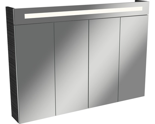 LED-Spiegelschrank Fackelmann Lino 4-türig 110x78,5 cm braun Spiegelschrank mit vier Türen und Beleuchtung