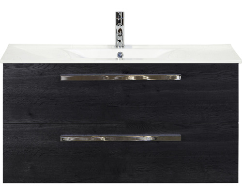 Waschbeckenunterschrank Sanox Seville 52x101x46 cm mit Keramikwaschbecken black oak