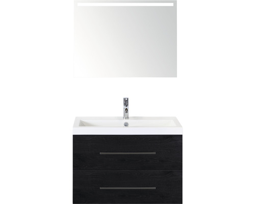 Badmöbel-Set Sanox Straight Mineralguss 80x170x40 cm Mineralgusswaschbecken black oak mit LED-Beleuchtung Badmöbel-Set Sanox Straight Mineralguss 80x170x40 cm Mineralgusswaschbecken black oak mit LED-Beleuchtung