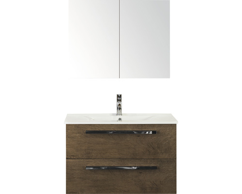 Badmöbel-Set Sanox Seville Keramik 170x81x46 cm Keramikwaschbecken tabacco mit Spiegelschrank Badmöbel-Set Sanox Seville Keramik 170x81x46 cm Keramikwaschbecken tabacco mit Spiegelschrank