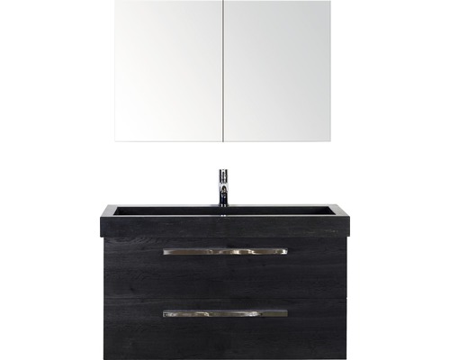Badmöbel-Set Sanox Seville Naturstein 170x101x45,5 cm Natursteinwaschbecken black oak mit Spiegelschrank Badmöbel-Set Sanox Seville Naturstein 170x101x45,5 cm Natursteinwaschbecken black oak mit Spiegelschrank