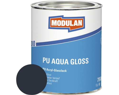 MODULAN 6200 PU Lack Aqua Gloss RAL 7016 anthrazit 750 ml MODULAN PU Aqua Glanzlack Dose mit Farbbeispiel