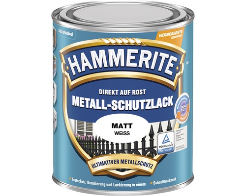 HAMMERITE Metallschutzlack matt weiß 250 ml Hammerite Metallschutzlack, direkt auf Rost, matt weiss im Farbbehälter