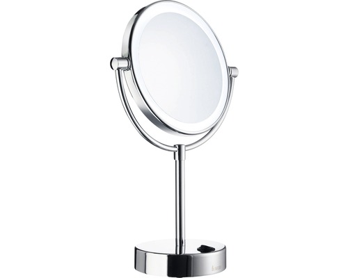 Stand-Kosmetikspiegel Smedbo Outline mit LED- Beleuchtung 5-fach 17,5 cm chrom
