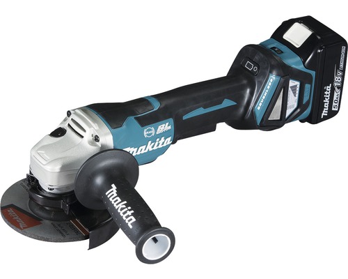 Akku-Winkelschleifer Makita LXT DGA517RTJ 18V, inkl. 2 Akkus Akku-Winkelschleifer mit Zusatzhandgriff