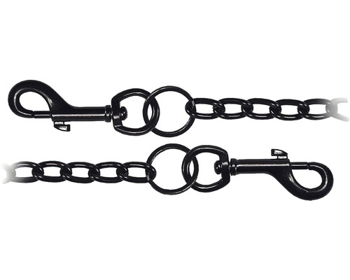 Zwei Ketten mit Karabinerhaken und Ringen