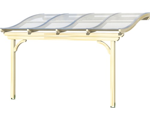 Holzcarport mit gewelltem transparentem Dach