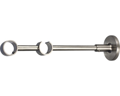 Wandträger wire track 2-läufig für Rivoli edelstahl-optik Ø 20 mm 20 cm lang Gardinenstangenhalterung aus Metall zur Wandmontage