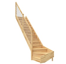 Holztreppe mit Edelstahlgeländer