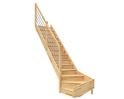 Holztreppe mit Edelstahlgeländer