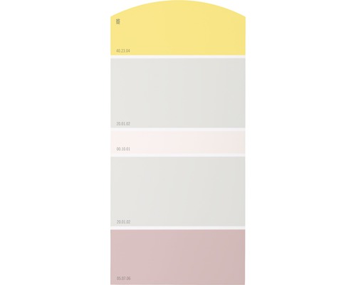Farbmusterkarte J06 Farben für Körper, Geist & Seele - wohltuend & heilend 21x10 cm Farbmusterkarte mit fünf verschiedenen Farbtönen
