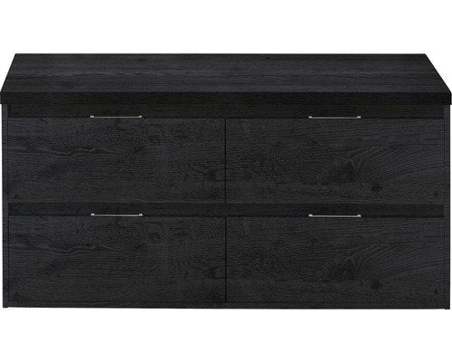 Waschbeckenunterschrank Sanox Porto 59x120x50 cm mit Waschtischplatte 4 Schubladen black oak