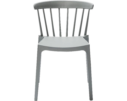 Grauer Stuhl mit Rückenlehne aus Kunststoff