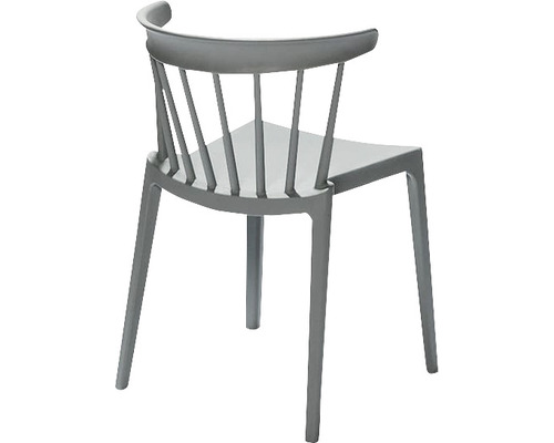 Grauer Stuhl mit Rückenlehne im Sprossen-Design